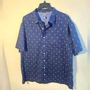 Van Heusen Blue Flamingo Print Men's Button Up Shirt